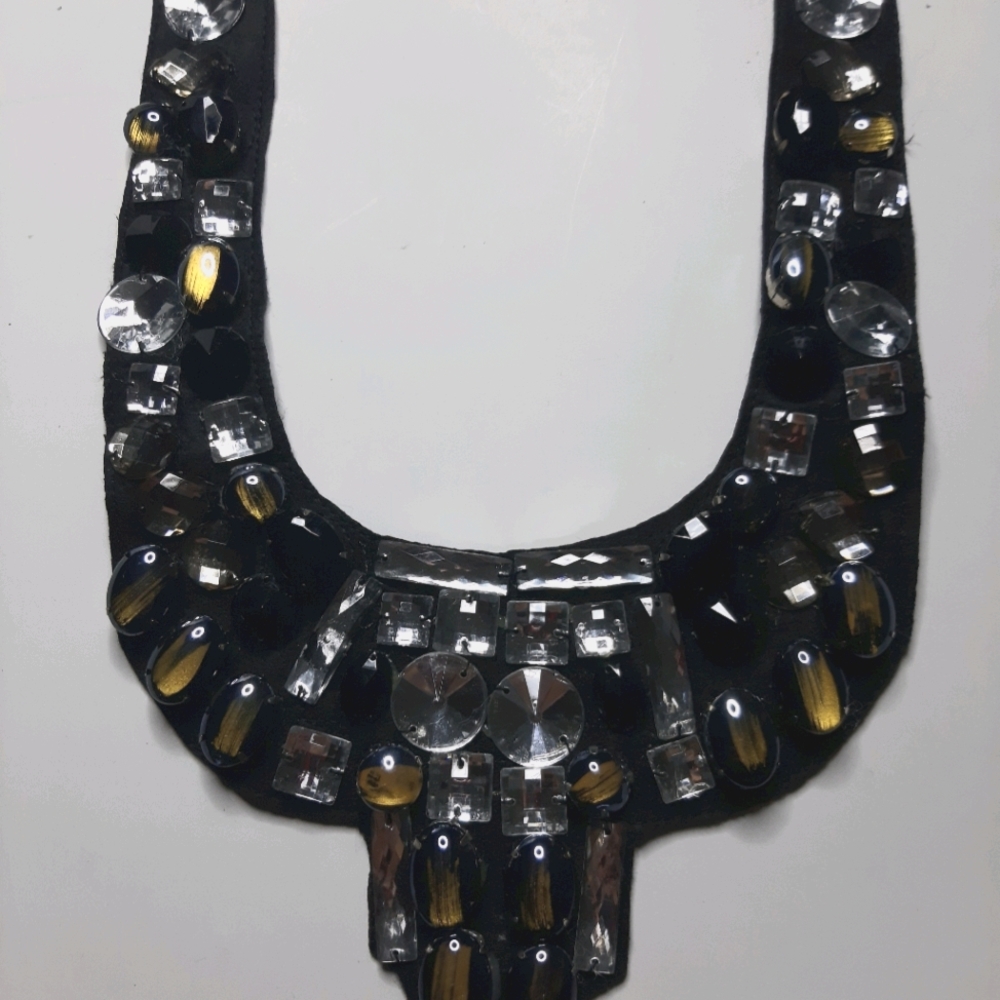 Crystal and tiger eye bib necklace